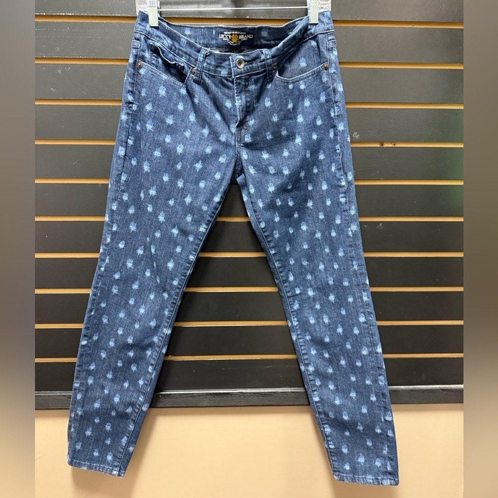 Lucky Brand Charlie Skinny Blue Pattern Jeans 10/30